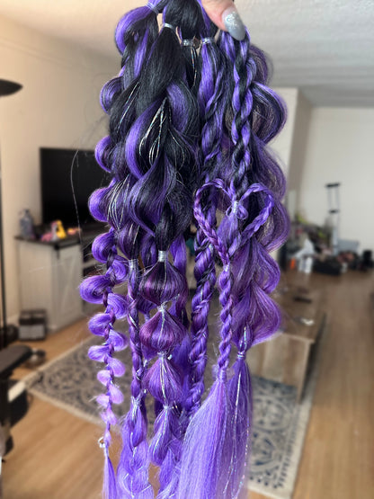 Espeon: Two Purple and Black Rave Braid Bundles