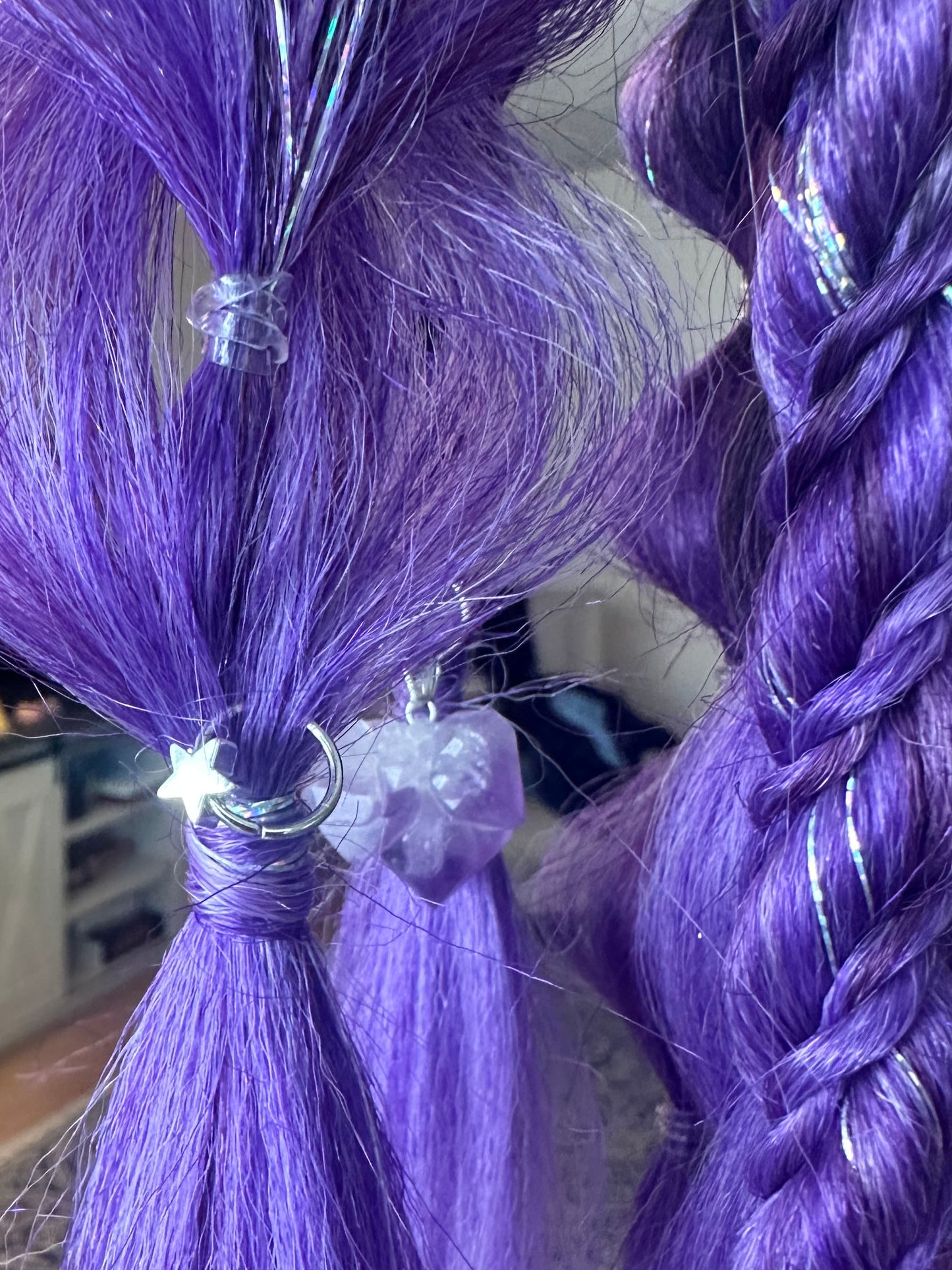 Espeon: Two Purple and Black Rave Braid Bundles