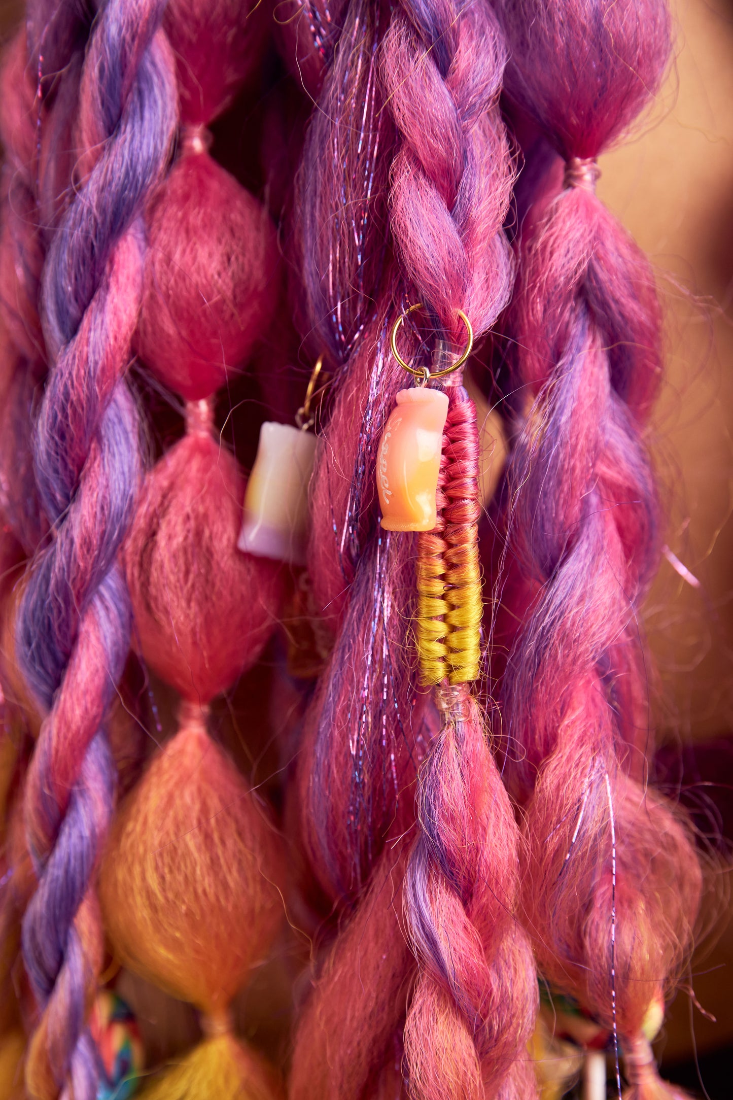 Candy: Two Purple, Pink, and Yellow Rave Braid Bundles