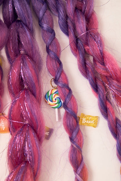 Candy: Two Purple, Pink, and Yellow Rave Braid Bundles