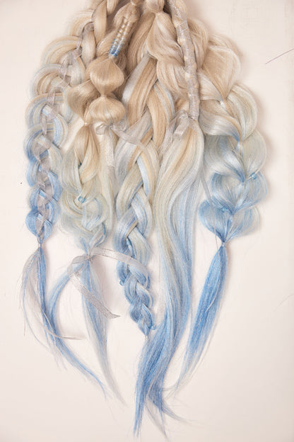 Elsa: One Platinum, Silver, and Light Blue Rave Braid Bundle