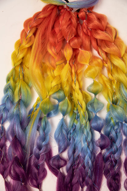 Rae: Two Rainbow Floral Rave Braid Bundles